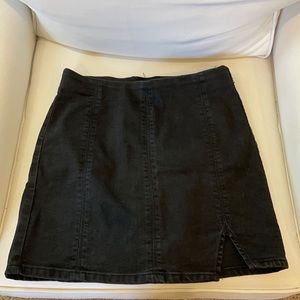 Free People Modern Femme Black Denim Mini Skirt with Cutout